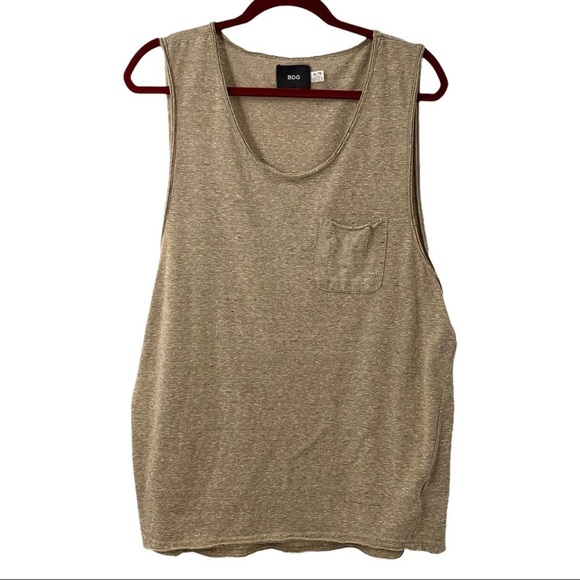 BDG Tops - BDG Tan Speckled Sleeveless Pocket Tank Top
